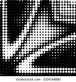 Abstract grunge grid polka dot halftone background pattern. Spotted black and white vector line illustration
