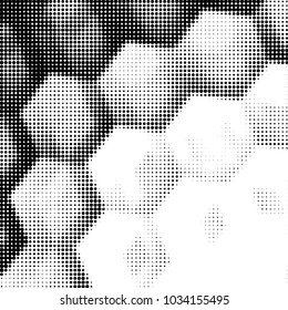 Abstract grunge grid polka dot halftone background pattern. Spotted black and white vector line illustration
