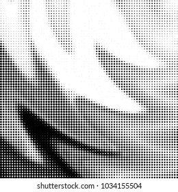 Abstract grunge grid polka dot halftone background pattern. Spotted black and white vector line illustration
