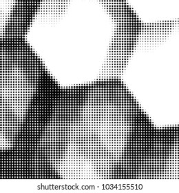 Abstract grunge grid polka dot halftone background pattern. Spotted black and white vector line illustration
