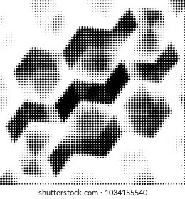 Abstract grunge grid polka dot halftone background pattern. Spotted black and white vector line illustration
