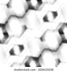 Abstract grunge grid polka dot halftone background pattern. Spotted black and white vector line illustration

