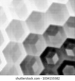 Abstract grunge grid polka dot halftone background pattern. Spotted black and white vector line illustration
