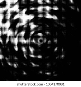 Abstract grunge grid polka dot halftone background pattern. Spotted black and white vector line illustration
