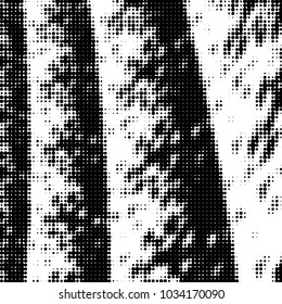Abstract grunge grid polka dot halftone background pattern. Spotted black and white vector line illustration
