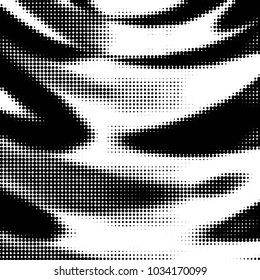 Abstract grunge grid polka dot halftone background pattern. Spotted black and white vector line illustration
