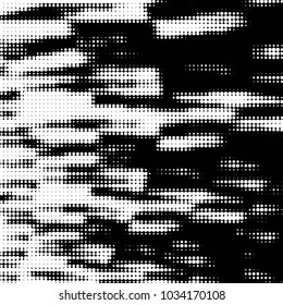 Abstract grunge grid polka dot halftone background pattern. Spotted black and white vector line illustration
