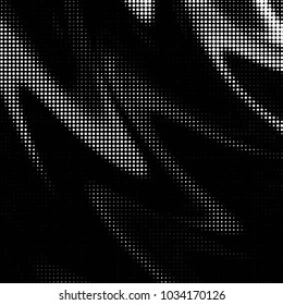 Abstract grunge grid polka dot halftone background pattern. Spotted black and white vector line illustration
