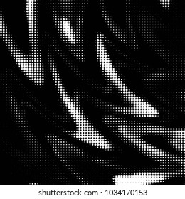 Abstract grunge grid polka dot halftone background pattern. Spotted black and white vector line illustration
