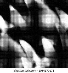 Abstract grunge grid polka dot halftone background pattern. Spotted black and white vector line illustration
