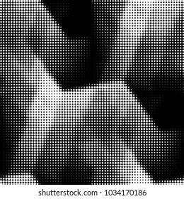 Abstract grunge grid polka dot halftone background pattern. Spotted black and white vector line illustration
