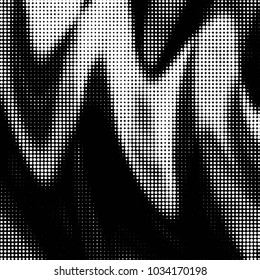 Abstract grunge grid polka dot halftone background pattern. Spotted black and white vector line illustration
