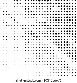 Abstract grunge grid polka dot halftone background pattern. Spotted black and white vector line illustration
