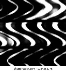 Abstract grunge grid polka dot halftone background pattern. Spotted black and white vector line illustration
