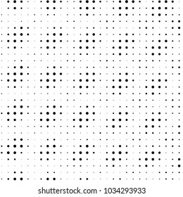 Abstract grunge grid polka dot halftone background pattern. Spotted black and white vector line illustration
