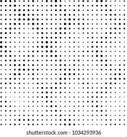 Abstract grunge grid polka dot halftone background pattern. Spotted black and white vector line illustration
