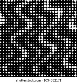 Abstract grunge grid polka dot halftone background pattern. Spotted black and white vector line illustration
