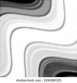 Abstract grunge grid polka dot halftone background pattern. Spotted black and white vector line illustration
