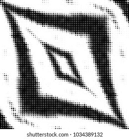 Abstract grunge grid polka dot halftone background pattern. Spotted black and white vector line illustration
