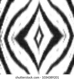 Abstract grunge grid polka dot halftone background pattern. Spotted black and white vector line illustration
