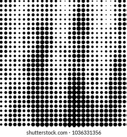 Abstract grunge grid polka dot halftone background pattern. Spotted black and white vector line illustration
