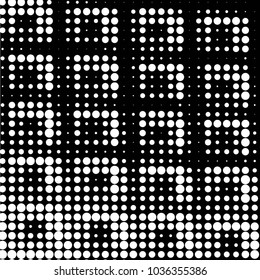 Abstract grunge grid polka dot halftone background pattern. Spotted black and white vector line illustration
