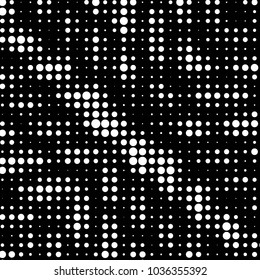 Abstract grunge grid polka dot halftone background pattern. Spotted black and white vector line illustration
