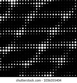 Abstract grunge grid polka dot halftone background pattern. Spotted black and white vector line illustration
