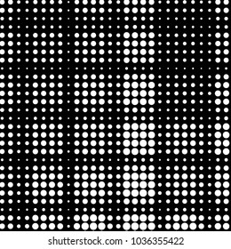 Abstract grunge grid polka dot halftone background pattern. Spotted black and white vector line illustration
