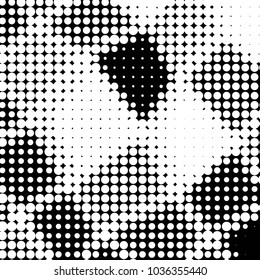 Abstract grunge grid polka dot halftone background pattern. Spotted black and white vector line illustration
