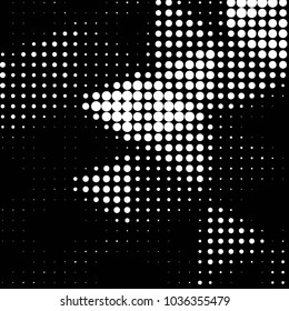 Abstract grunge grid polka dot halftone background pattern. Spotted black and white vector line illustration
