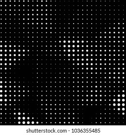Abstract grunge grid polka dot halftone background pattern. Spotted black and white vector line illustration
