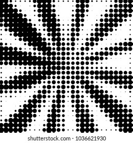 Abstract grunge grid polka dot halftone background pattern. Spotted black and white vector line illustration
