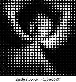 Abstract grunge grid polka dot halftone background pattern. Spotted black and white vector line illustration
