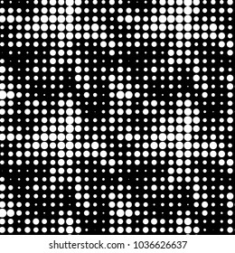 Abstract grunge grid polka dot halftone background pattern. Spotted black and white vector line illustration
