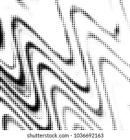 Abstract grunge grid polka dot halftone background pattern. Spotted black and white vector line illustration
