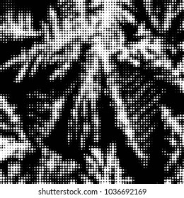 Abstract grunge grid polka dot halftone background pattern. Spotted black and white vector line illustration
