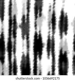 Abstract grunge grid polka dot halftone background pattern. Spotted black and white vector line illustration
