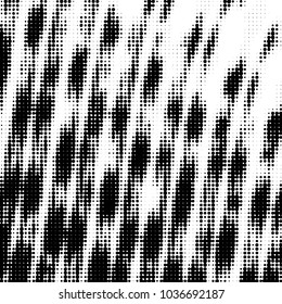 Abstract grunge grid polka dot halftone background pattern. Spotted black and white vector line illustration
