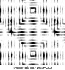 Abstract grunge grid polka dot halftone background pattern. Spotted black and white vector line illustration
