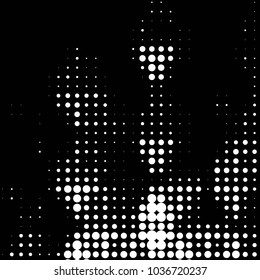 Abstract grunge grid polka dot halftone background pattern. Spotted black and white vector line illustration
