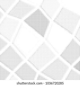 Abstract grunge grid polka dot halftone background pattern. Spotted black and white vector line illustration
