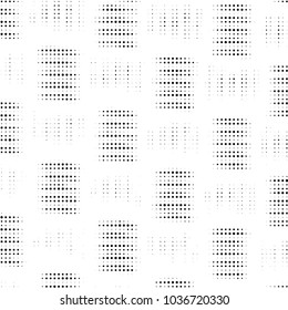 Abstract grunge grid polka dot halftone background pattern. Spotted black and white vector line illustration
