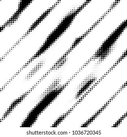 Abstract grunge grid polka dot halftone background pattern. Spotted black and white vector line illustration
