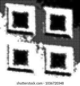 Abstract grunge grid polka dot halftone background pattern. Spotted black and white vector line illustration
