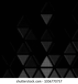 Abstract grunge grid polka dot halftone background pattern. Spotted black and white vector line illustration
