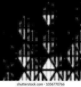 Abstract grunge grid polka dot halftone background pattern. Spotted black and white vector line illustration
