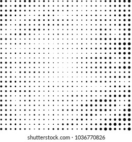 Abstract grunge grid polka dot halftone background pattern. Spotted black and white vector line illustration
