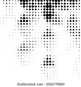 Abstract grunge grid polka dot halftone background pattern. Spotted black and white vector line illustration
