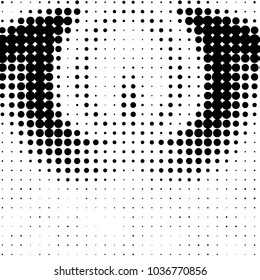 Abstract grunge grid polka dot halftone background pattern. Spotted black and white vector line illustration
